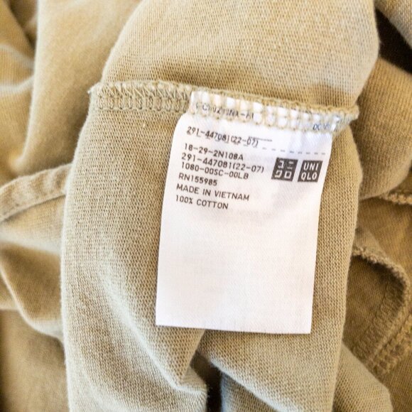 Uniqlo Oversized T-Shirt Dress 100% Cotton Khaki Green Casual Relaxed Fit M - Picture 4 of 4